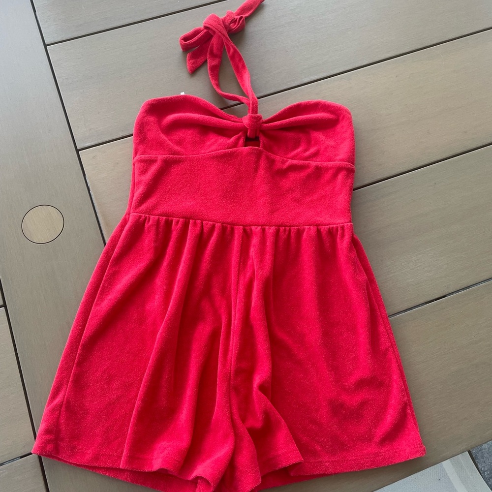 Red Wild Fable Terrycloth Romper